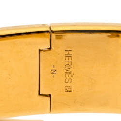 Pre Owned Hermes Clic Clac H Mauve Enamel Gold Plated Wide Bracelet GM