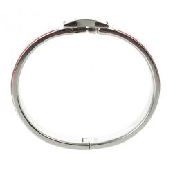 Pre Owned Hermes Clic H Orange Enamel Bracelet