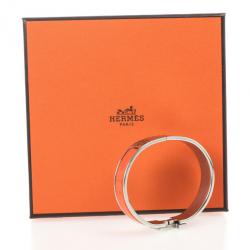 Pre Owned Hermes Orange Enamel Clic H Bracelet