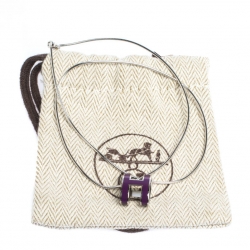 Pre Owned Hermes Pop H Purple Lacquer Palladium Plated Pendant