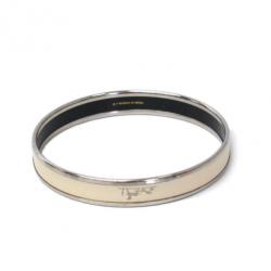 Pre Owned Hermes Calche Narrow Printed White Enameled Bracelet