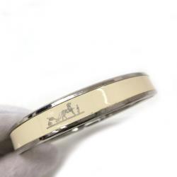 Pre Owned Hermes Calche Narrow Printed White Enameled Bracelet