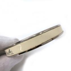 Pre Owned Hermes Calche Narrow Printed White Enameled Bracelet