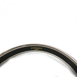 Pre Owned Hermes Calche Narrow Printed White Enameled Bracelet
