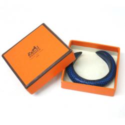 Pre Owned Hermes Lizard Blue Bangle 