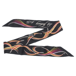 Pre Owned Hermes Black Printed Silk 24 Faubourg Twilly Scarf