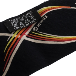 Pre Owned Hermes Black Printed Silk 24 Faubourg Twilly Scarf