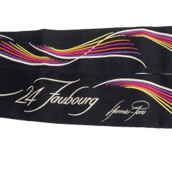 Pre Owned Hermes Black Printed Silk 24 Faubourg Twilly Scarf