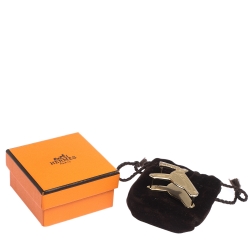 Pre Owned Hermes Tate De Cheval Horse Head Gold Tone Scarf Ring