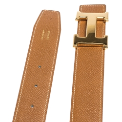 Pre Owned Hermes Marron d'Inde Epsom Leather Constance Reversible Belt 75CM