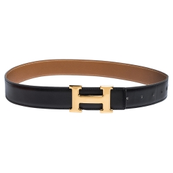 Pre Owned Hermes Marron d'Inde Epsom Leather Constance Reversible Belt 75CM