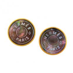 Pre Owned Hermes Clous De Selle Metal Pierced Earrings 