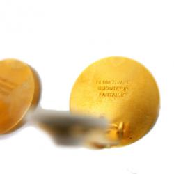 Pre Owned Hermes Clous De Selle Metal Pierced Earrings 