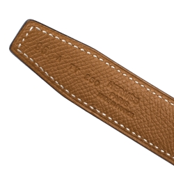 Pre Owned Hermes Black/Brown Swift and Epsom Leather Reversible Mini Constance Buckle Belt Size 95CM