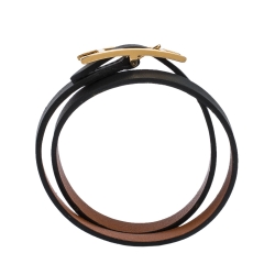 Pre Owned Hermes Behapi Black and Brown Double Tour Reversible Bracelet XS