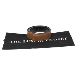 Pre Owned Hermès Gold/Noir Leather Reversible Belt Strap Size 90 CM