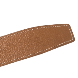 Pre Owned Hermès Gold/Noir Leather Reversible Belt Strap Size 90 CM