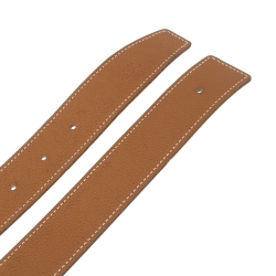 Pre Owned Hermès Gold/Noir Leather Reversible Belt Strap Size 90 CM