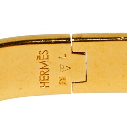 Pre Owned Hermès Clic H Orange Enamel Gold Plated Narrow Bracelet PM