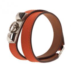 مملوكة مسبقًا Hermes Rivale Double Tour Orange Bracelet M