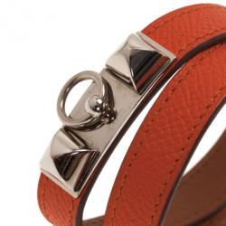 مملوكة مسبقًا Hermes Rivale Double Tour Orange Bracelet M