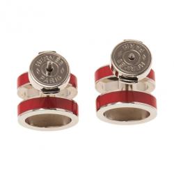 Pre Owned Hermes Pop H Red Lacquered Earrings