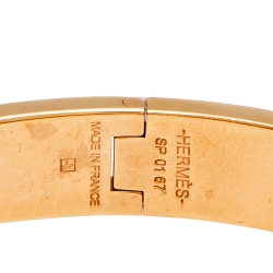 Pre Owned Hermès Clic H Lilac Enamel Rose Gold Plated Narrow Bracelet