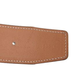 Pre Owned Hermès Noir/Gold Box Calf Leather Constance Reversible Belt 85CM