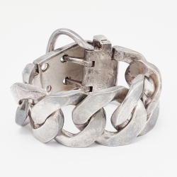 Pre Owned  Hermes Boucle Sellier Silver Chain Link Bracelet 