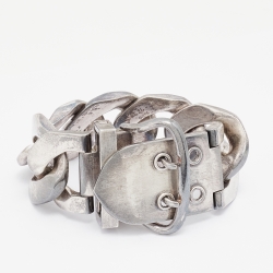 Pre Owned  Hermes Boucle Sellier Silver Chain Link Bracelet 