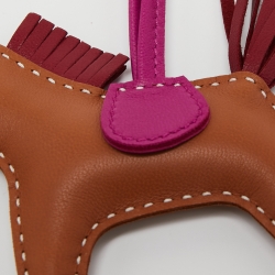 Pre Owned Hermès Gold/ Rubis/ Rose Pourpre Milo Lambskin GriGri Rodeo Bag Charm PM