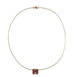 مملوكة مسبقًا Hermes Cage H Pink Laquered Pendant Necklace