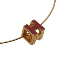 مملوكة مسبقًا Hermes Cage H Pink Laquered Pendant Necklace
