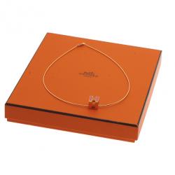 مملوكة مسبقًا Hermes Cage H Pink Laquered Pendant Necklace