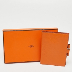 Pre Owned Hermès Orange Chevre Mysore Leather Vision GM Agenda Cover