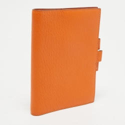 Pre Owned Hermès Orange Chevre Mysore Leather Vision GM Agenda Cover