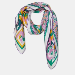 Pre Owned Hermes Multicolor Le Fil D'ariane Printed Silk Square Scarf