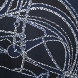 Pre Owned Hermes Marine Blue Robe Du Soir Silk Square Scarf 