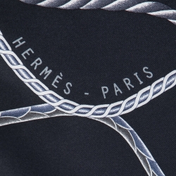 Pre Owned Hermes Marine Blue Robe Du Soir Silk Square Scarf 