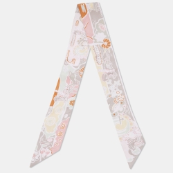 Hermes Pink Silk Bingata Vieux Rose Vert De Twilly Scarf