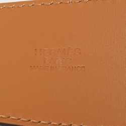 Pre Owned Hermes White/Natural Epsom and Swift Leather Collier de Chien Medor Belt 90CM
