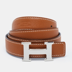 H leather belt Hermès Grey size 75 cm in Leather - 21936529