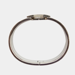 Pre Owned Hermes Clic Clac H Enamel Palladium Plated Wide Bracelet
