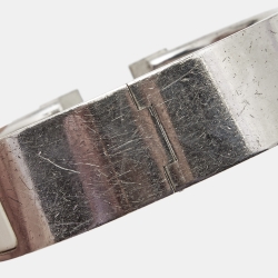 Pre Owned Hermes Clic Clac H Enamel Palladium Plated Wide Bracelet