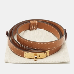 Pre Owned Hermes Gold Epsom Leather Kelly Belt 