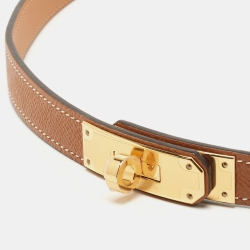 Pre Owned Hermes Gold Epsom Leather Kelly Belt 