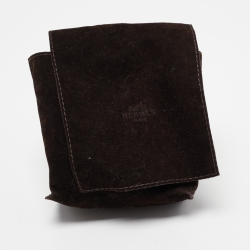 Pre Owned Hermes Collier de Chien Leather Gold Tone Wide Bracelet 