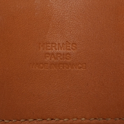 Pre Owned Hermes Collier de Chien Leather Gold Tone Wide Bracelet 