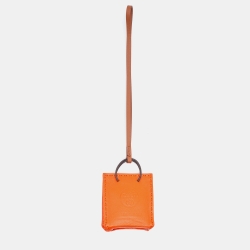 Hermes Orange Lambskin and Swift Leather Milo Bag Charm