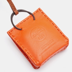 Hermes Orange Lambskin and Swift Leather Milo Bag Charm
